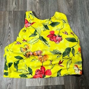 Women’s Athleta Athletic Top Yellow Floral Sz XL